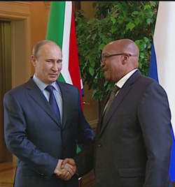 Russia's President Vladimir Putin and SA's Jacob Zuma cementing bric and building their relationship