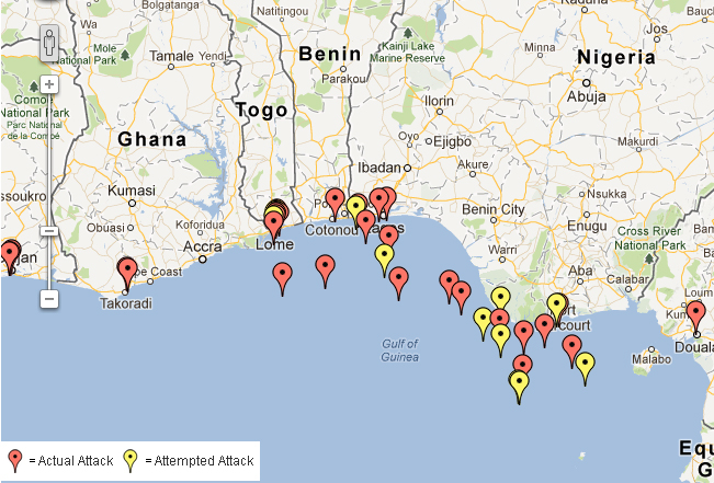 Incidence of piracy in the Gulf of Guinea