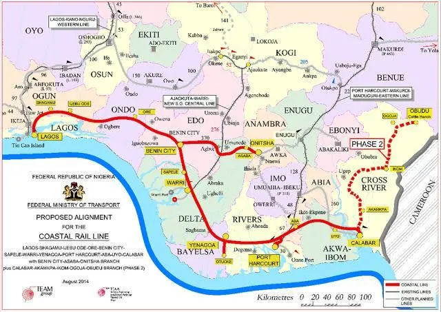 *Map showing the route of the 700km Lagos-Calabar coastal highway